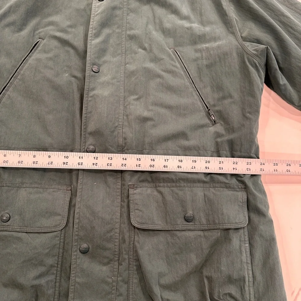 Vintage LL Bean Parka Mens L Green Wool Plaid Lined Hooded Chore Coat Jacket 90s